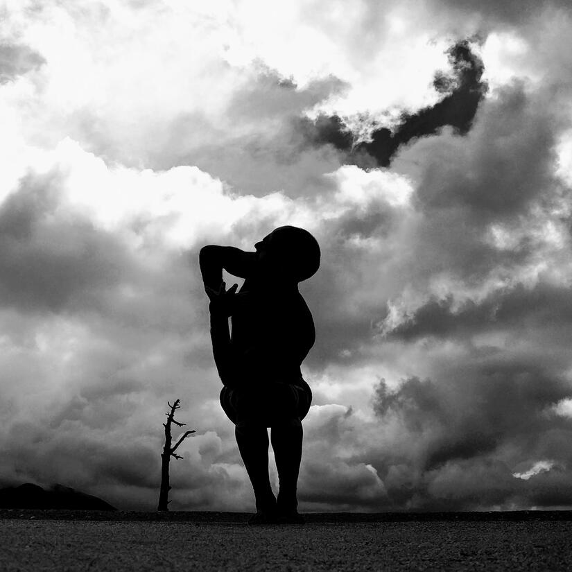 eager yogi in chair, self portrait